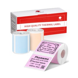 Phomemo Labels,Thermal Color Label,1.57'' x 1.18''Square Self-Adhesive Sticker Paper for Phomemo M110 M220 M221 M120 M200 M150 M250 M260 Printer, for Barcode,Name,Address (Pink/Blue/Khaki