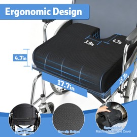 4.7" Thick Wheelchair Booster Cushion for Easy Rise, Ergonomic U-Shaped Coccyx Cushion for Seniors and Adults Pressure Relief Cushions for Wheelchair Office Car (15.7"X17.7")