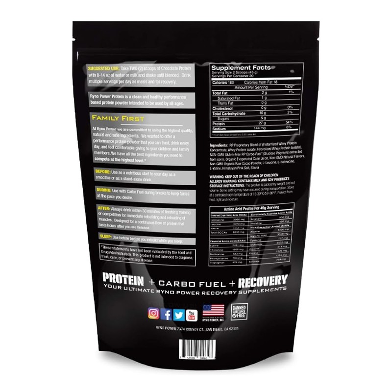 Ryno Power All Natural Whey Protein 2lb (20 Servings) 'Chocolate'
