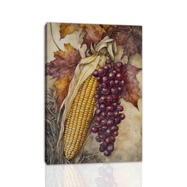 FOTRIC Fall Wall Art Rustic Kitchen Art Corn Harvest Canvas,Thanksgiving Autumn Themed Canvas Wall Art Farmhouse Field Prints for Kitchen Thanksgiving Kitchen Prints Decor Framed 8x12 inch