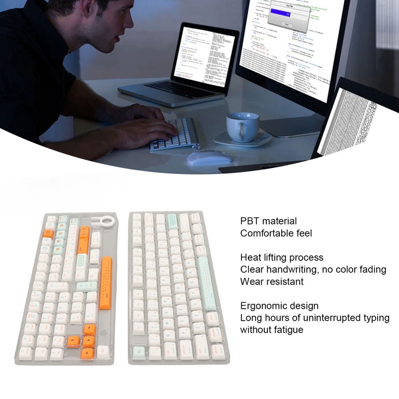 138 Keys Mechanical Keyboard Keycaps Heat Lifting Process Ergonomic PBT