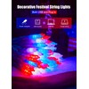 Red White Blue String Lights Plug in with Adapter,200 LED