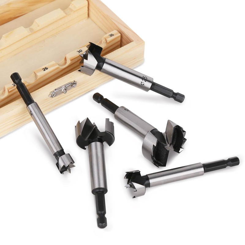 Vearter 5-Piece Forstner Drill Bit Set, 15/20/25/30/35 mm Hole Drill