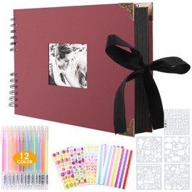 Splend DIY Photo Album, Scrapbook, 80 Black Pages, Photo Book for Gluing, DIY Gift, Scrapbooking Set for Baby, Family, Anniversary, Birthday, Valentine's Day, Wedding with Protect Cones