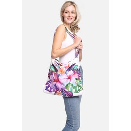 ComfyLuxe Hibiscus Pattern 2-IN-1 Beach Towel & Tote Bag