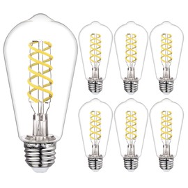 Austin Coast 6 PCS ST58 (ST19) LED Edison Bulbs, Dimmable Vintage Antique LED Filament Light Bulbs, 6W Equivalent 60 Watt, Daylight 5000K, 600 Lumens, E26 Base, Clear Plastic