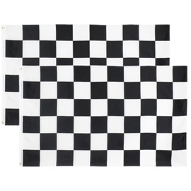 2 Pack Checkered Flags 5ft x 3ft Black and White Racing Flags and Banners Pennant Decoration for Game Parade Sport Events, Festival Party 90 X 150cm with Brass Grommets