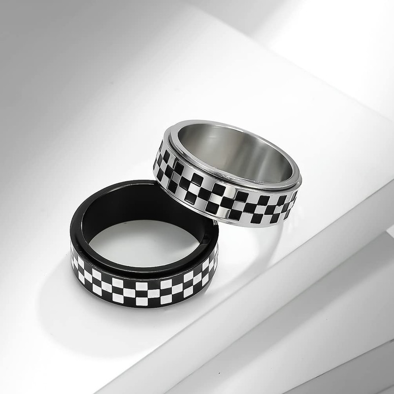 ANIEJUFI Anxiety Ring for Men Women Stainless Steel Spinner Rings
