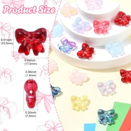 Airssory 100 Stück transparente Schleifenglasperlen in 10 Farben, schöne Fliege, Knoten, Sprühfarbe, Perlen für DIY, Schmuck, Armband, Halskette, Ohrringe, Handwerk, Tasche, Schlüsselanhänger,