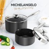 MICHELANGELO Hard Anodized Saucepan Set with Lids, Nonstick Saucepan with