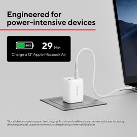 Staples TECH GaN USB-A/USB-C Wall Charger with Cable, 65W, White (ST62326)
