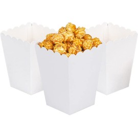 We Moment Zone 24pcs White Popcorn Boxes Mini Paper Popcorn Containers for Party