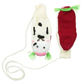Kidorable Girls' Little Cow Mittens, White, Medium (Ages 6-8)