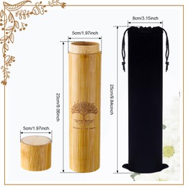 Thyle 4 Set Bamboo Scattering Urns for Ashes 9'' x 2'' Biodegradable Scattering Cremation Tubes for Human Adult Tree Small Tube Keepsake Urn and Black Velvet Bag for Spreading Human Pet Dog Cat Ashes