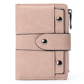 GOIACII Women's Leather RFID Protection Purse Women Large Capacity Many Compartments with Zip Coin Pocket Purse Pink, c01 light pink, Classic