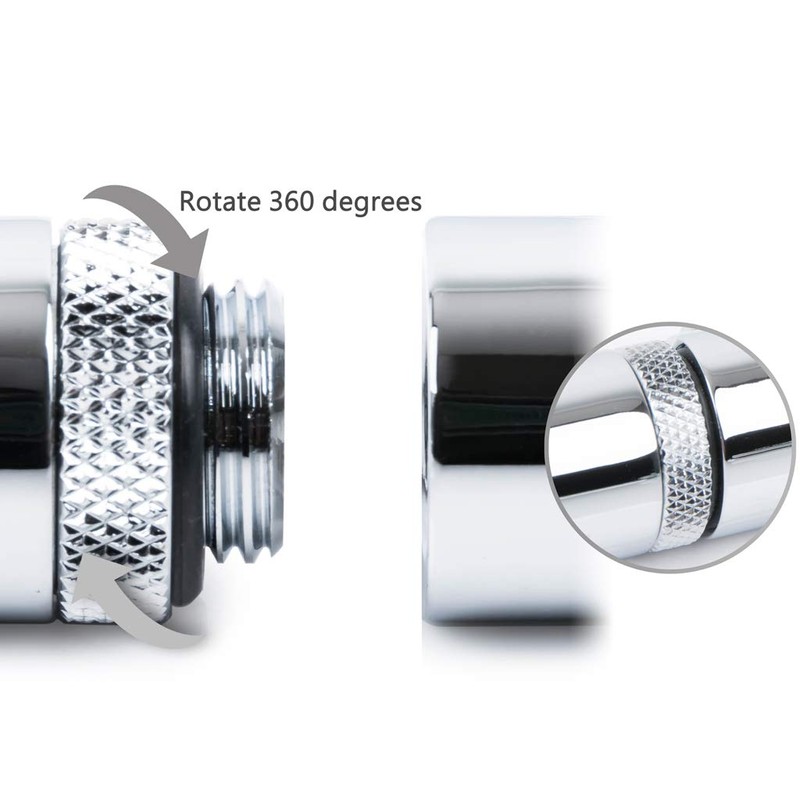 Bitspower T-Block Rotary Fitting, Silver Shining