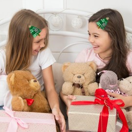 Cute Christmas Hair Bow Clips Green Bow Clips for Girls Sparkling Sequin Christmas Tree Alligator Bows Hair Pins Xmas Holiday Hair Accessories for Girls, Toddlers, Kids, and Teens-2Pcs