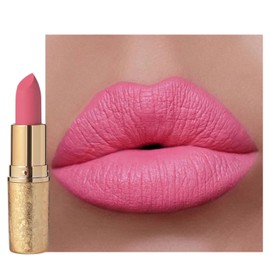 Nude Pink Matte Lipstick, Bright Pink Lip Stick for Women, Hot Color Smooth Full-Coverage Moisturizing Lipsticks, Waterproof Non-sticky Lips Tinted, Long Lasting Lip Balm Gift for Girls & Lady