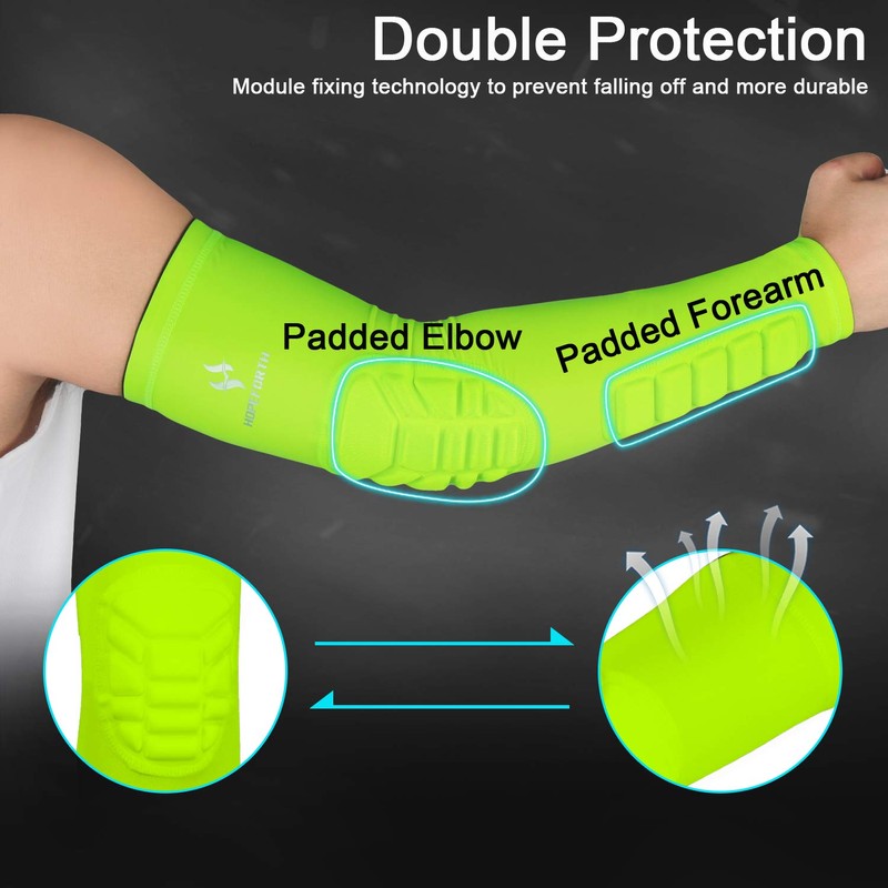 HOPEFORTH 2PCS Padded Elbow Forearm Sleeves Compression Arm Protective Support