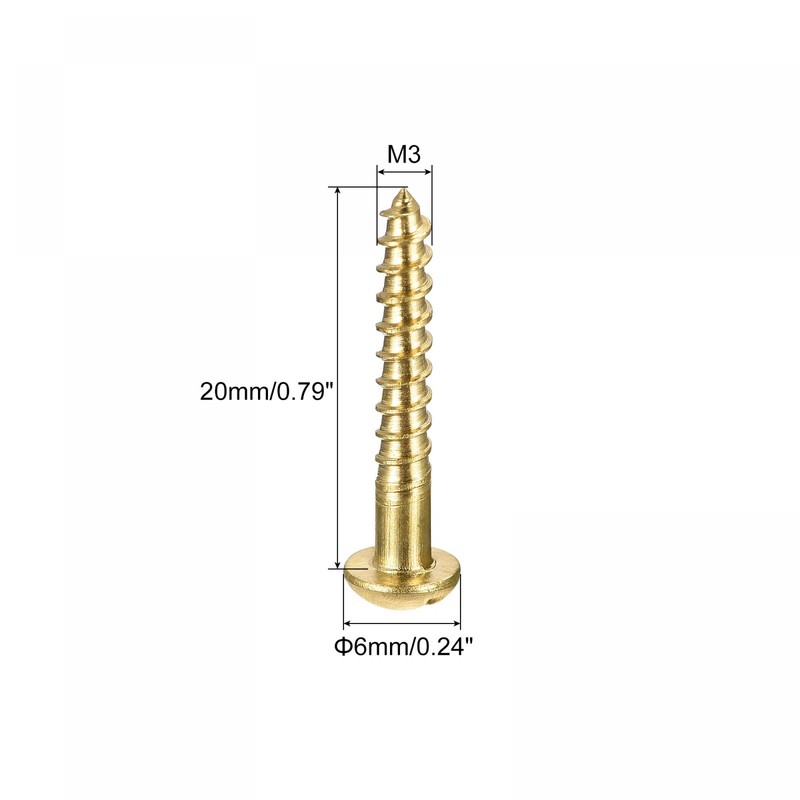 sourcing map Pack of 100 Wood Screws M3 x 20