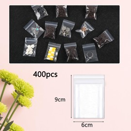 huruirui 400 pieces 6 x 9 cm ziplock bags, zip bags, resealable transparent plastic bags, small sealing bag, zip bag set, small bags, waterproof, 100 μm