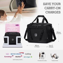 BAGROUPS Wizzair Vueling Volotea Hand Luggage Bag 40 x 30 x 20 cm for Aeroplane 25L Travel Bag 40 x 30 x 20 cm with Shoe Compartment Waterproof Travel Bags Gym Travel Bag for Weekender Sports Camping