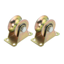 PATIKIL 2 Pcs U Groove Pulley, 2 Inch Groove Wheel Caster U-Type Groove Caster for Sliding Gate Industrial Machines Wire Rope Rail, Loading Capacity 441 Lbs
