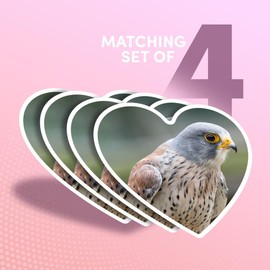 Vinyl Heart Stickers (Set of 4) 10cm - Kestrel Bird of Prey Portrait Nature Wildlife for Laptops, Tablets, Luggage, Scrap Booking, Fridges #51281
