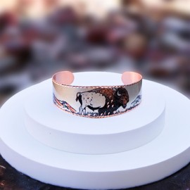 Artisan Handcrafted Buffalo Bracelets for Unisex, Open-Ended Copper Cuff, Western and Southwest Bison Bracelets, Buffalo Jewelry Gifts for Buffalo Lovers