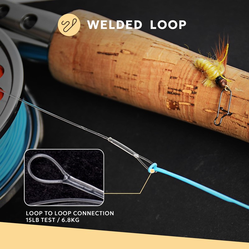 SF Welded Tapered Leader Fly Fishing with Loop Nylon 9ft