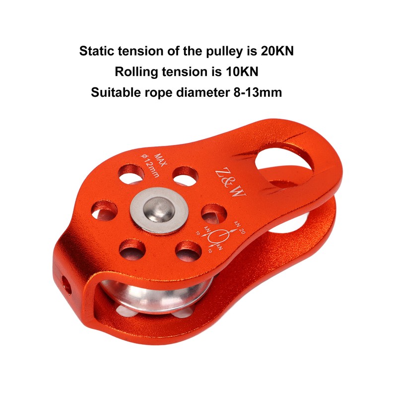 Rock Climbing Pulley Fixed Sideplate Single Sheave Pulley Orange Lift