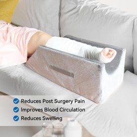 Leg Elevation Pillows Small Size for Petite Individual After Surgery, Injuries, or Rest, Foam Leg Support for Sleeping with Handles, Washable Cover