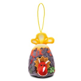 NICI Cerastupsy Cuddly Toy Dino Red 12 cm - 2-in-1 Fluffy Dino Cuddly Toy in Volcano for Girls, Boys & Babies, Dino Soft Toy with Loop - 49463