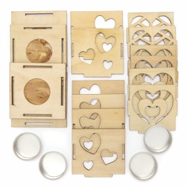 Baker Ross AX817 Heart Tea Light Holder Craft Set - Pack of 3, Wooden Crafts for Children to Decorate and Display