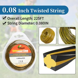 Bularie DWO1DT802 String Trimmer Line 0.080 Inch x 225 Foot Weed Eater String Replacement for DEWALT Trimmer Line DWO1DT802 DWO1DT801 Wacker String for DEWALT Weeders and Most Weeder Types