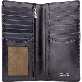 Visconti Mens Jacket Coat Veg Leather Wallet for Credit Cards, Notes, RFID Protection - TSC45 (Black)