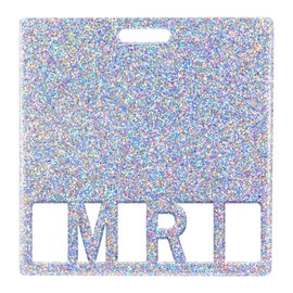 Plifal MRI Badge Buddy Card Holder - Magnetic Resonance Imaging Glitter Sliver Nurse Nursing Accessories Horizontal ID Name Identification Tags for Hospital Medical Student Work