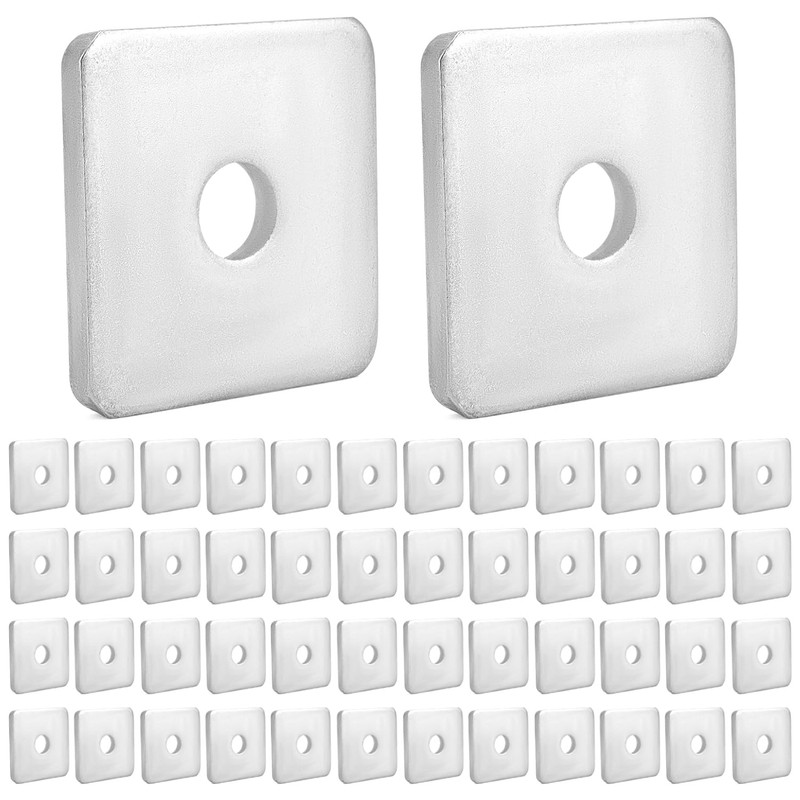 QWORK 50-Pack Galvanized Square Washers Plate – 1/2" ID, 2x2"