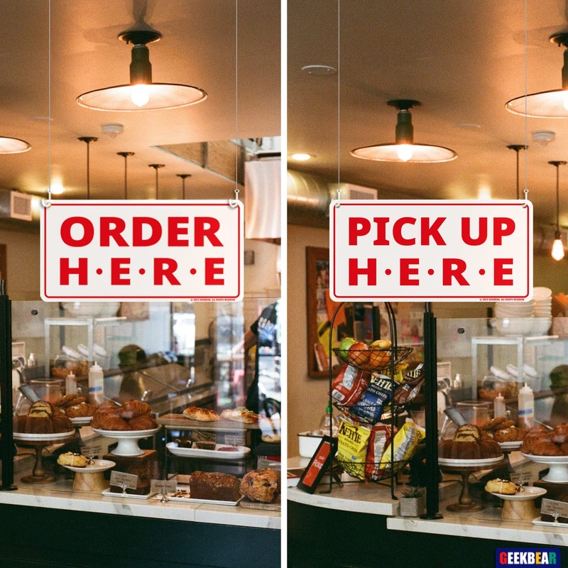 GEEKBEAR Order Here and Pick Up Here Signs (White) -