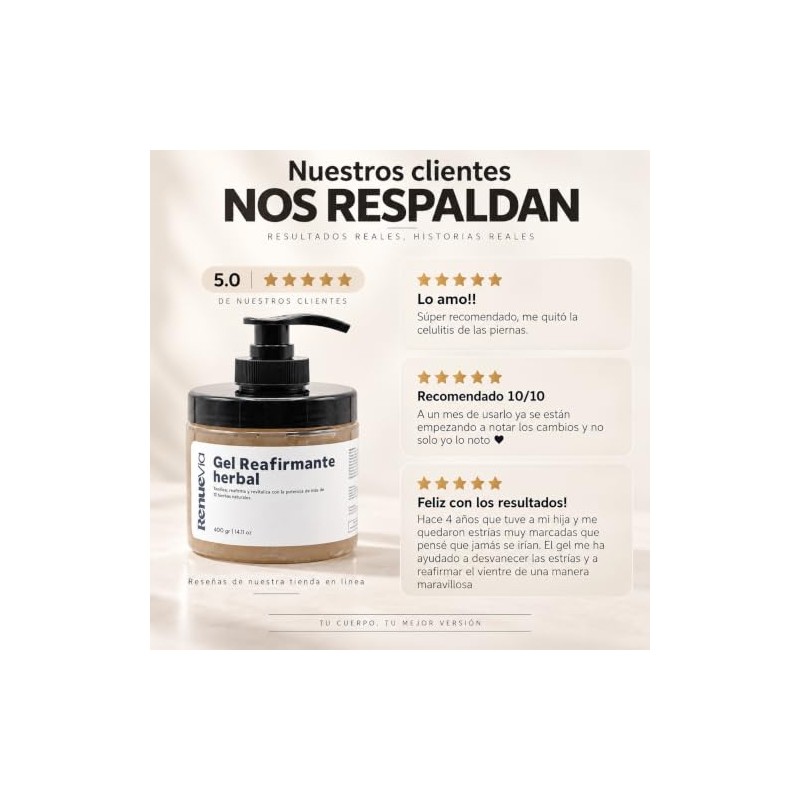 Gel Reafirmante Herbal, 400 g, Fórmula Natural con Mentol y