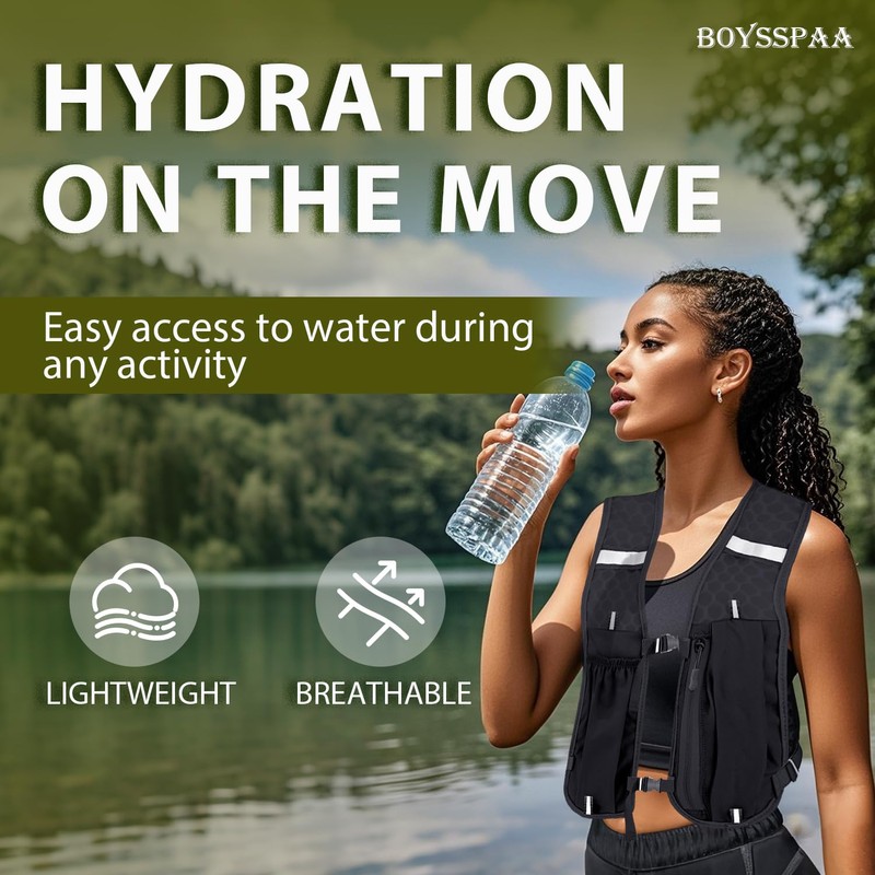 Plain Running Vest with Phone Holder & Storage, Adjustable Hydration