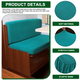 CRFATOP 2 Set RV Dinette Cushion Covers Jacquard Camper Cushion Slipcover Stretch 2 Seat Sofa Chair Cover Furniture Protector for RV Camper Car Bench 2 Backrest Covers & 2 Bench Covers,Peacock Blue