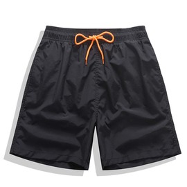 Qrity Men's Swim Shorts Board Shorts Beach Pants with Pockets Swimming Waterproof Quick Dry Surf Soft Mesh Lining Beach Shorts, Adjustable Drawstring, Black -M