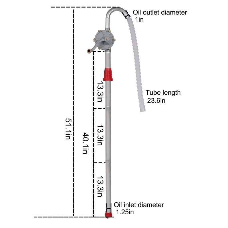 15-55 Gallon Rotary Hand Drum Pump, Heavy Duty Aluminum Barrel
