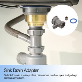 QruiLanTu 1-1/2 Inch Dishwasher Kitchen Drain Pipe Hose Adapter Wye, Kitchen Sink Pipe Tee Adapter Dishwasher Tailpiece Y-Shaped Strainer Male Female Thread Fitting,with Dishwasher Input 2set