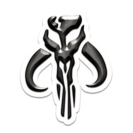 Bargain Max Decals Mandalorian Skull Shape Gunmental Silver Window Laptop Car Sticker 6"