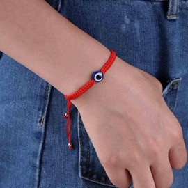 Aneneiceera Vintage Red Rope Bracelet Woven Evil Eye Bracelet Red Wax Bracelet Chain Minimalist Chain Bracelet Jewelry for women and Girls (Single One)