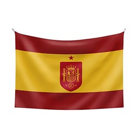RFEF Flag of Spain Detailed with the Coat of Arms of the Spanish National Team and World Champion Star Made of Polyester Dimensions 90 x 100 cm
