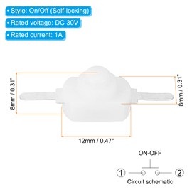 PATIKIL Latching Push Button Switch, 20 Pcs Straight Pin On/Off Self-Lock DC 30V 1A Micro Control Switch for Flashlight Light Lamp Wall Outlet DIY, White