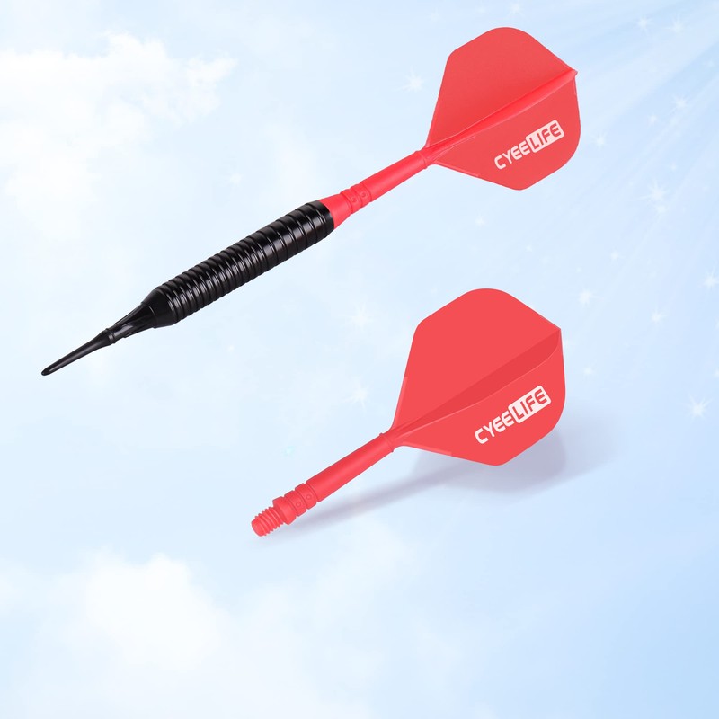 CyeeLife 6 Packs Integrated Dart Flights and Shafts,one Piece Accessory-Red